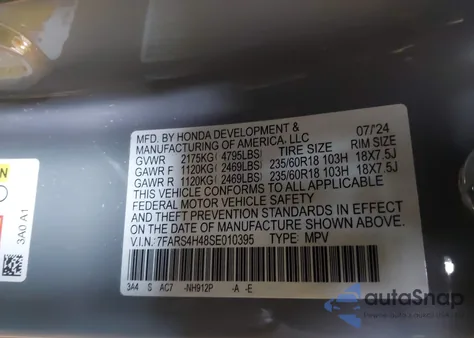 2025 Honda Cr-V Ex Awd из США, поврежденный, VIN 7FARS4H48SE010395